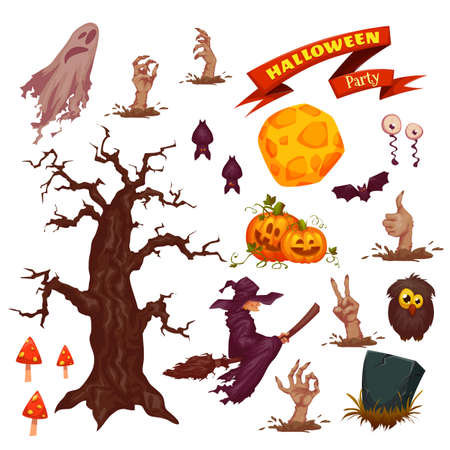 Halloween party icon set. Vector illustration. Holidayのイラスト素材