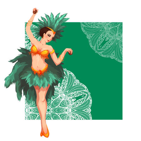 Woman samba dancer. Rio carnival illustration. Vector