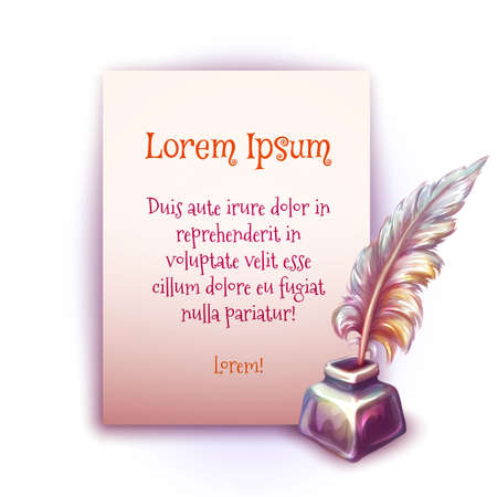 Vector banner with old paper and feather .のイラスト素材