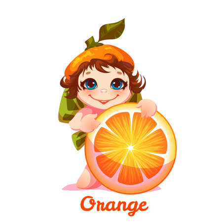 Vector illustration of sweet fairy with orangeのイラスト素材