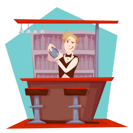 Vector illustration of barman for cocktail party.のイラスト素材