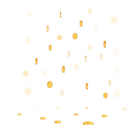 Vector rain of blured coins on white background.のイラスト素材