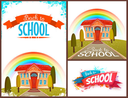 Back to school banners and poster set. Vector illustration.のイラスト素材