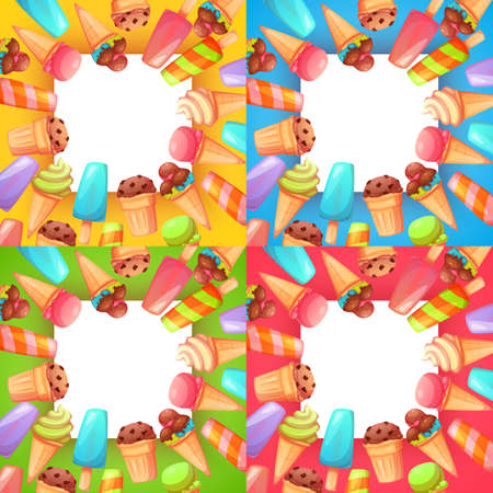 Vector illustration of different things for vacations rounding the frame with summer time lettering.のイラスト素材