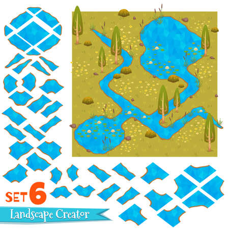 Set of water in nature. Vector illustrationのイラスト素材