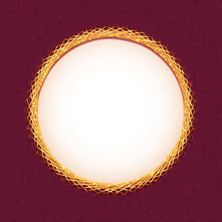 Handmade embroidery of circle frame. Vector illustration.のイラスト素材