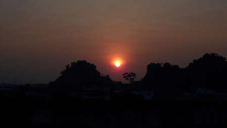 Beautiful sunset in a mountainsの写真素材