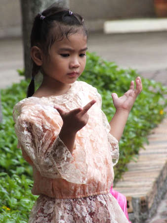 Portrait of the Thai girl in Thai style traditional suitの写真素材