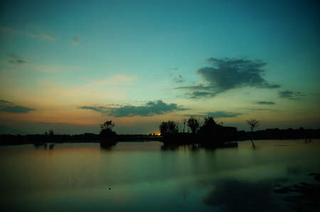 beutiful sunset or sunrise on the beachの写真素材