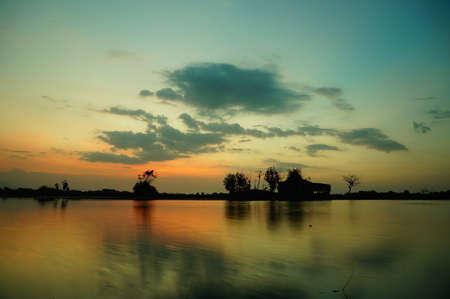 beutiful sunset or sunrise on the beachの写真素材