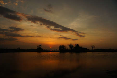 beutiful sunset or sunrise on the beachの写真素材