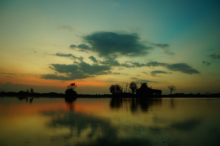 beutiful sunset or sunrise on the beachの写真素材