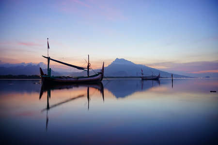 beautiful sunset or sunrise on the seashoreの写真素材