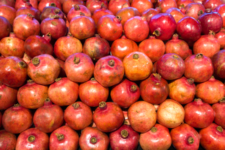 Pomegranates in food storeの写真素材