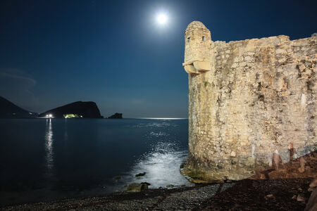 Old town of Budva in the moonlight, Montenegro