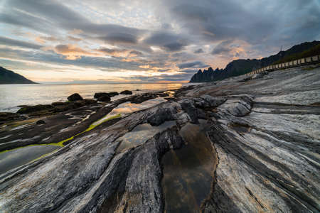 Senja island at sunset,Norwayの写真素材