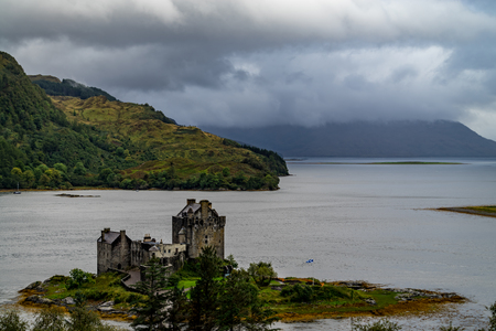 Eilean Donan castle on a cloudy day, Highlands, Scotland, UKのeditorial素材