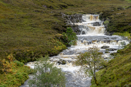 Ardessie Waterfall Cascades, Dundonnell river, scottish highlandsの写真素材