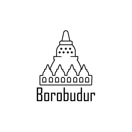 Borobudur temple icon logo vector design templateのイラスト素材