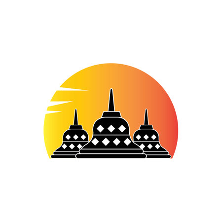 Borobudur temple icon logo vector design templateのイラスト素材