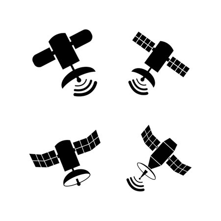 satellite icon logo vector design templateのイラスト素材