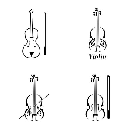 violin icon logo vector design templateのイラスト素材