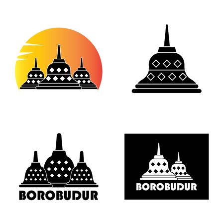Borobudur templeicon logo vector design templateのイラスト素材