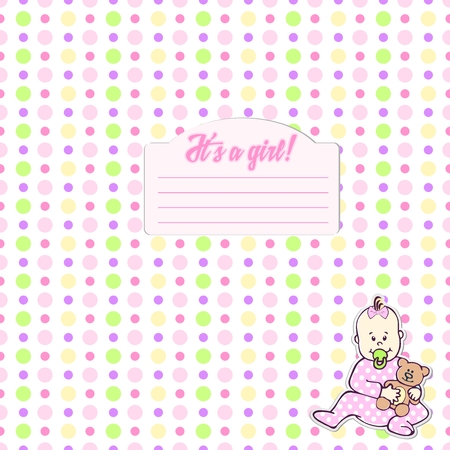 Cute seamless pattern for newborn girls in pink tones. Can be used to design cards, photo albums, cover notebook, paper or fabric.のイラスト素材