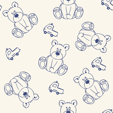 Cute seamless pattern for kids with bear and autoのイラスト素材