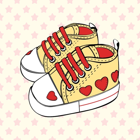 Vector children's sport shoes baby boy or baby girlのイラスト素材