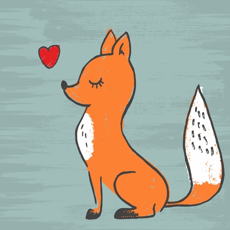 Cute fox adorable cartoon vector illustration. Vector image of a fox design, Wild Animals.