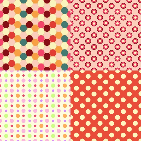 Vector illustration Set of Four Seamless Retro Texturesのイラスト素材