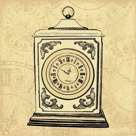 Vector illustration pattern abstract decorative clock, on clock backgroundのイラスト素材