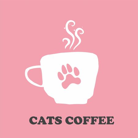 Coffee Tea Hot Cat Logo Designのイラスト素材