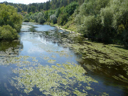 this river Spreca  12 august 2012 year.rain has not hallen a couple of monts and the decreased level of rivers prevent climate change occurred water.for high tem temperatures to reduce the level in rivers and lakes and some driedのeditorial素材