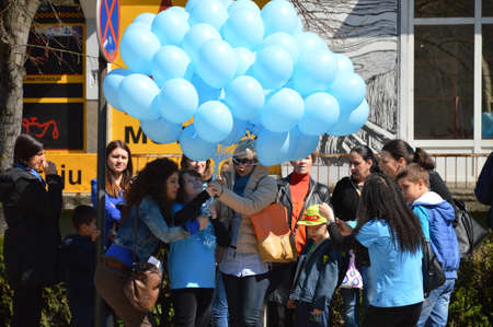 Day of autism characterized in city Lukavac,Bosna and Herzegovina 2 apri l2015のeditorial素材