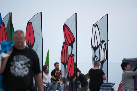 Cervia, Italy - May 1, 2015: International Kite Festival 2015, during the stop of the performances,...