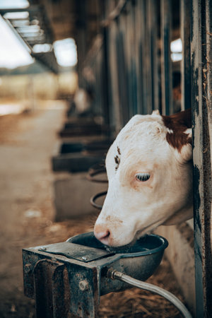 young calf within a stableの写真素材