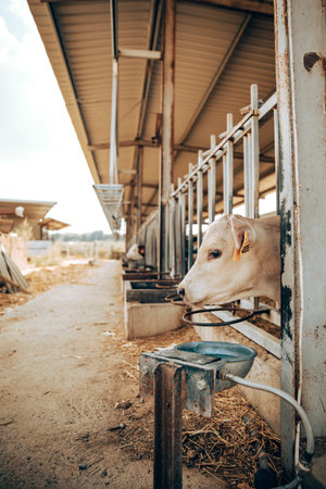 young calf within a stableの写真素材