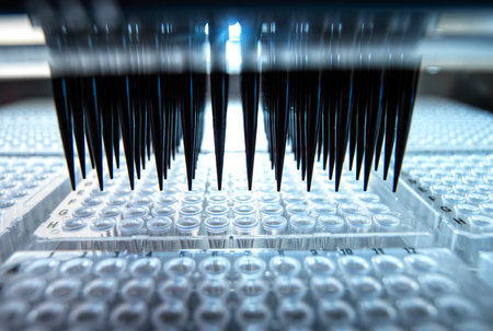 Analysis of samples using automated robotics.の写真素材
