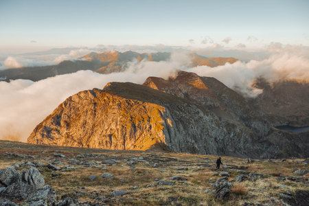 a hiker in the pyreneesの写真素材