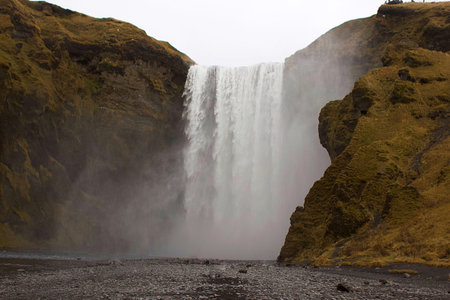 Skogafoss waterfall in Iceland no peopleの写真素材