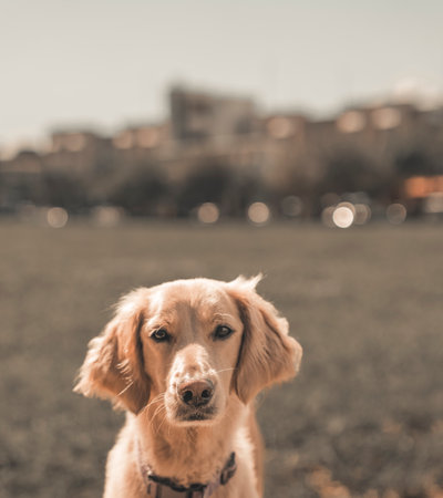 golden retriever puppy miami midtown best friendの写真素材