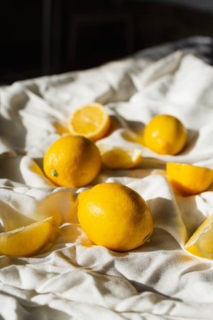 Lemons under the morning sunの写真素材