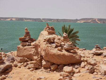 landscapes of the nile river from a cruiseの写真素材