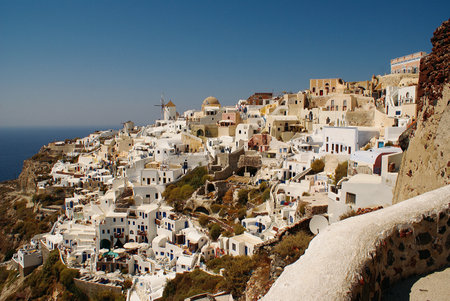 Thira Santorini cityscape with white housesの写真素材