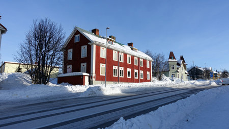 Kiruna, Sweden, February 23, 2020. Historic villaのeditorial素材