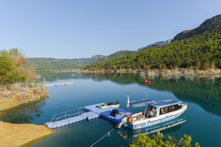 Pier in the Montrebei gorge in Catalonia, Spain in summer 2020.のeditorial素材