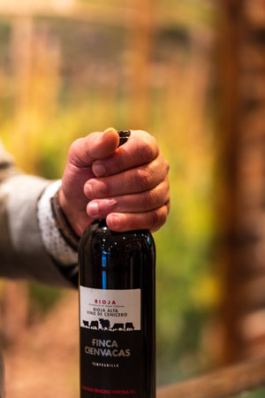 Tasting in a boutique Wine store in LogroÃ±o in the Rioja PDOのeditorial素材