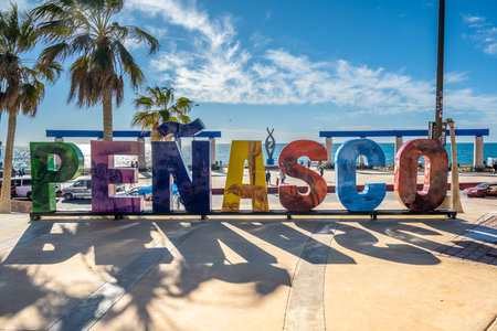An entrance road going to Puerto Penasco, Mexicoのeditorial素材
